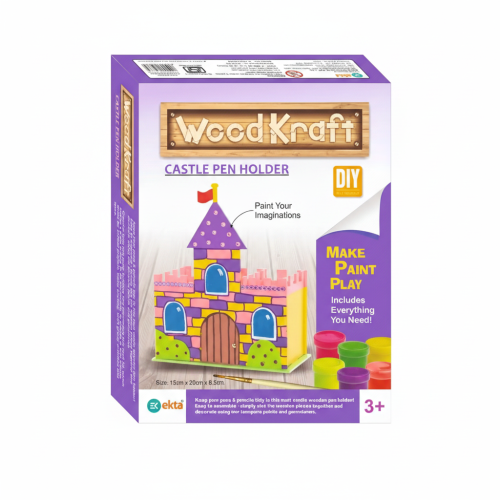 WOOD CRAFT CASTLE PEN HOLDER